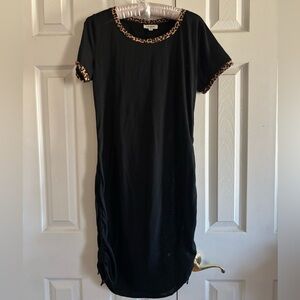 Umgee Black Dress with Leopard Accents
